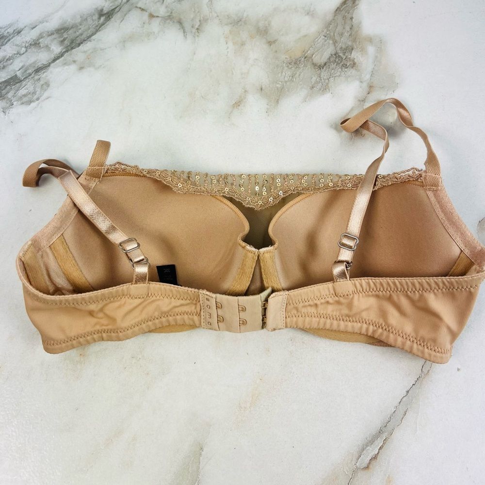 Soma 79984 Tan/Nude Lace Sequin Mesh Overlay Lightly Lined Bra,  32C - Picture 16 of 16